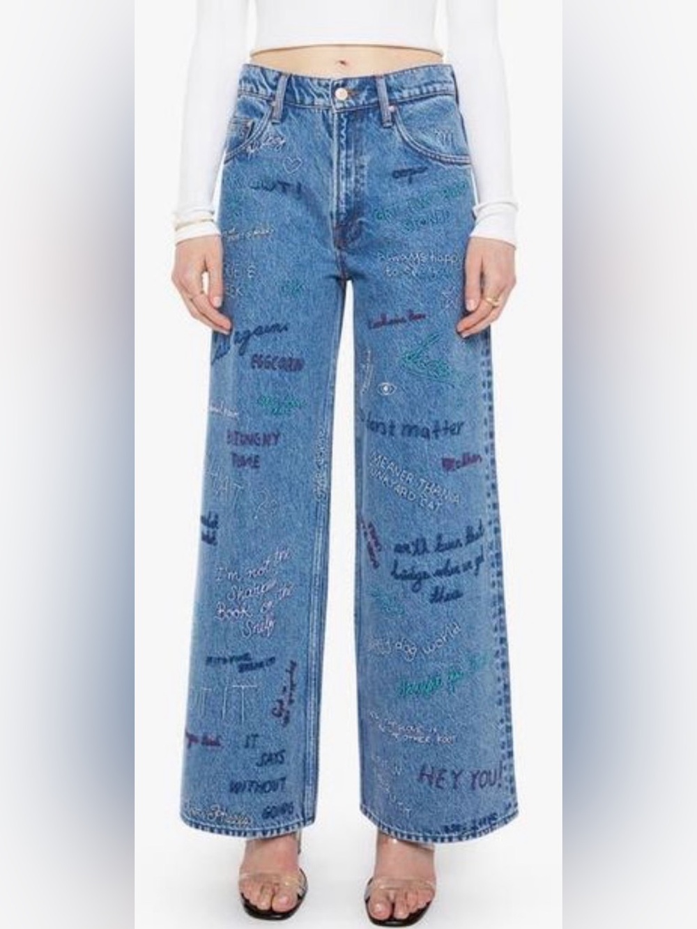 MOTHER The Mid Rise Double Dip Nerdy Jeans in Alphabet Soup